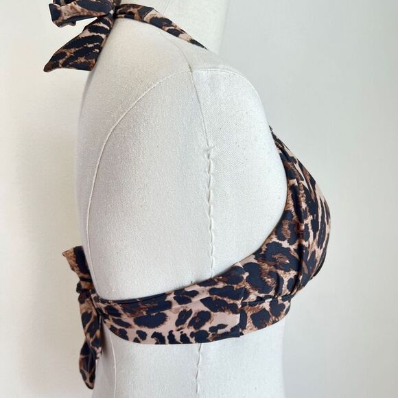 Bar III Cheetah Print Halter Bikini Top Brown Natural Size XS - Picture 8 of 10